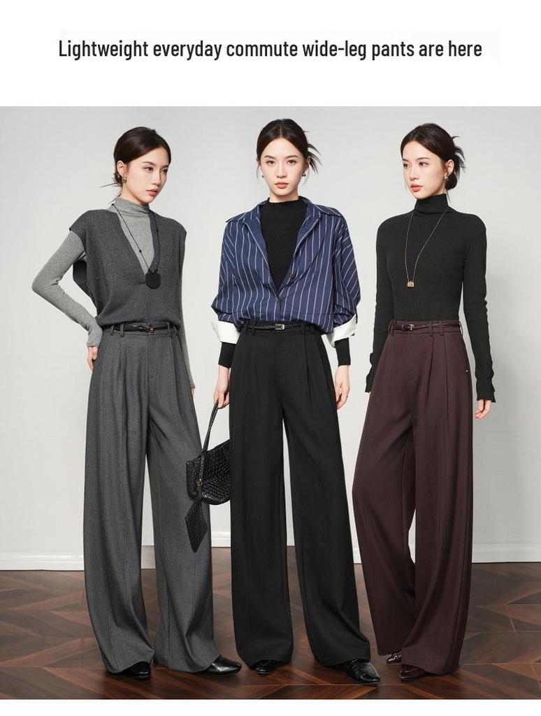 Genuine Slimming High-Waisted Wool Wide-Leg Pants - 2025 Autumn/Winter Loose Fit