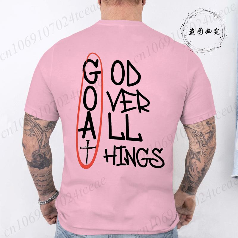 Mens God Over All Things Printed TShirt Oversized Vintage Clothing Graphic Tees for Men Women Short Sleeve Summer Shirts Tops