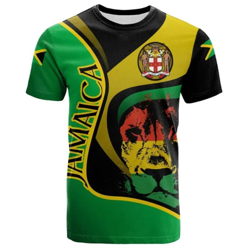 Mode d'été Nouveau 3D Jamaïque Drapeau National Emblème Impression T-shirt Jamaïque Armoiries Graphique T-shirts Pour Hommes Vêtements Vintage