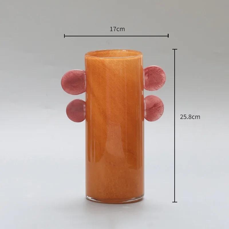 Gradient Colorful Glass Vase Transparent Flower Pots Desk Decoration Flower Arrangement Floral Vases Room Aesthetic Decor