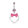 Gaibei Aesthetic Heart-shaped Bow Navel Ring - European, American, Japanese, Korean Styles, Navel Stud Piercing.