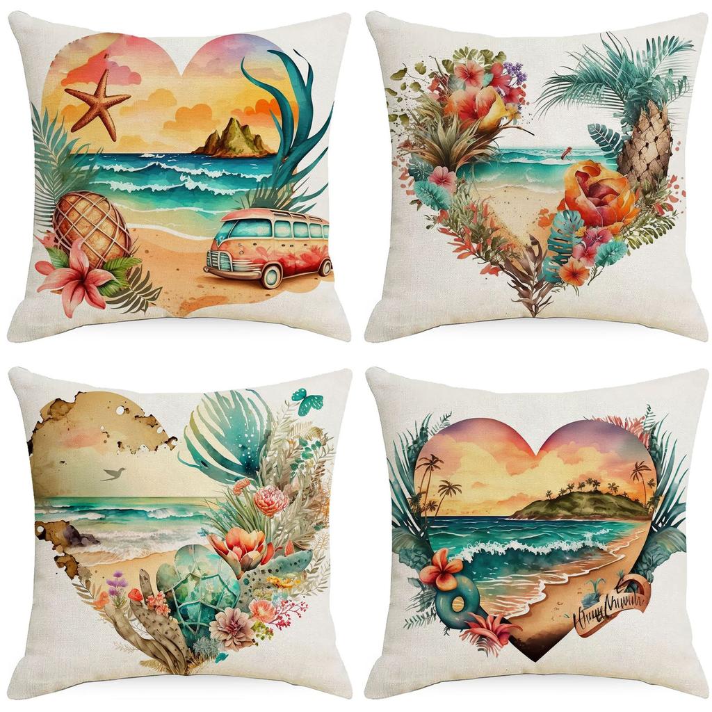 Summer Beach Scenery Pillow Case Sofa Living Room Pillow Case Home New Style