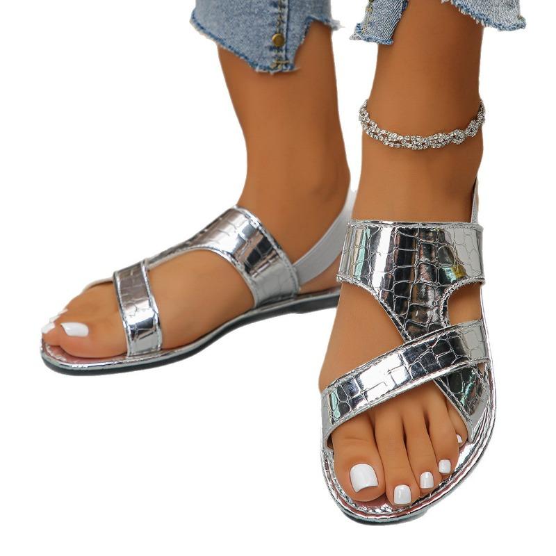 Anti-slip Cross-strip Flat-bottomed Sandals for Women, New Style Round-toe Shoes Devotion