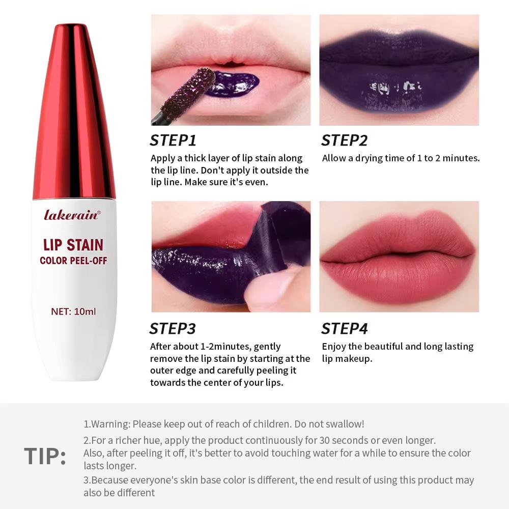 Mattes Peel-Off-Lippenglanz-Rosa-Lipgloss-Umriss-Kontur-Tattoo-Lippenstift, wasserfest, übertragungsbeständig, zum Abreißen, natürliche Lippentönung