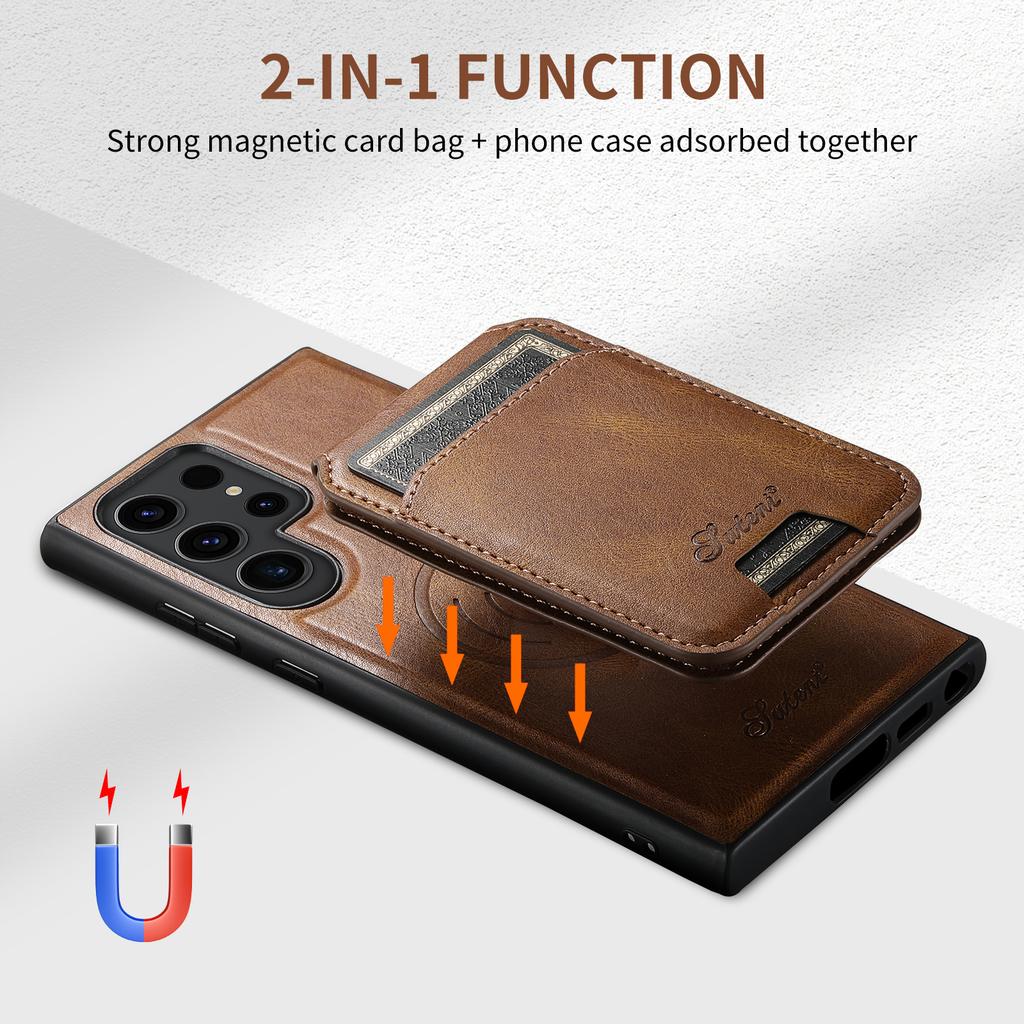 SUTENI H15 For Samsung Galaxy S24 Ultra Magnetic Case Detachable Card Holder Phone Cover