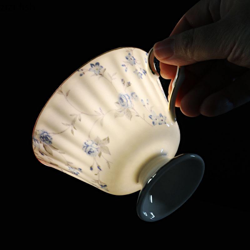 Blue and White Ceramic Coffee Cup Breakfast Cup Dessert Plate Water Cups Milk Mug Flower Tea Cups Juice Mug Coffee Mug S