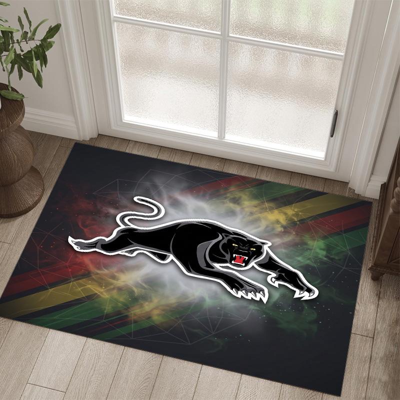 Penrith Panthers Design Kristall Samt Teppich Gemütlich Non?Rutschfester Teppich mit Aufdruck für Schlafzimmer Wohnzimmer Eingang