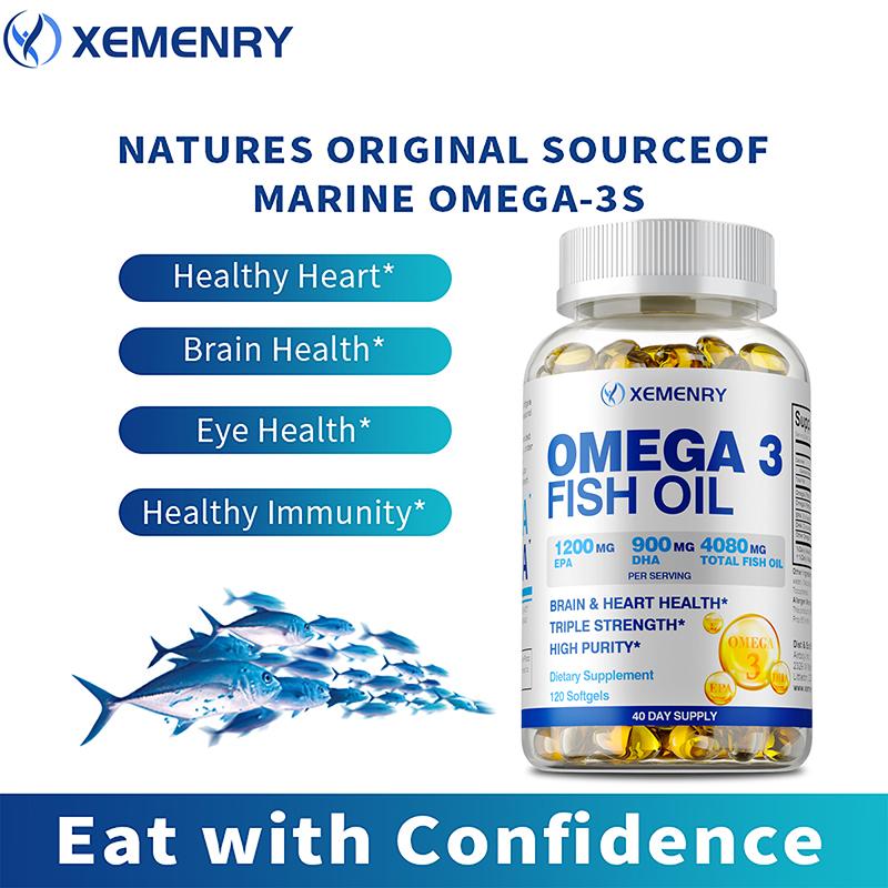 High-purity Omega-3 Fish Oil Capsules, Dietary Supplement, All-natural, Suitable for Both Men and Women.