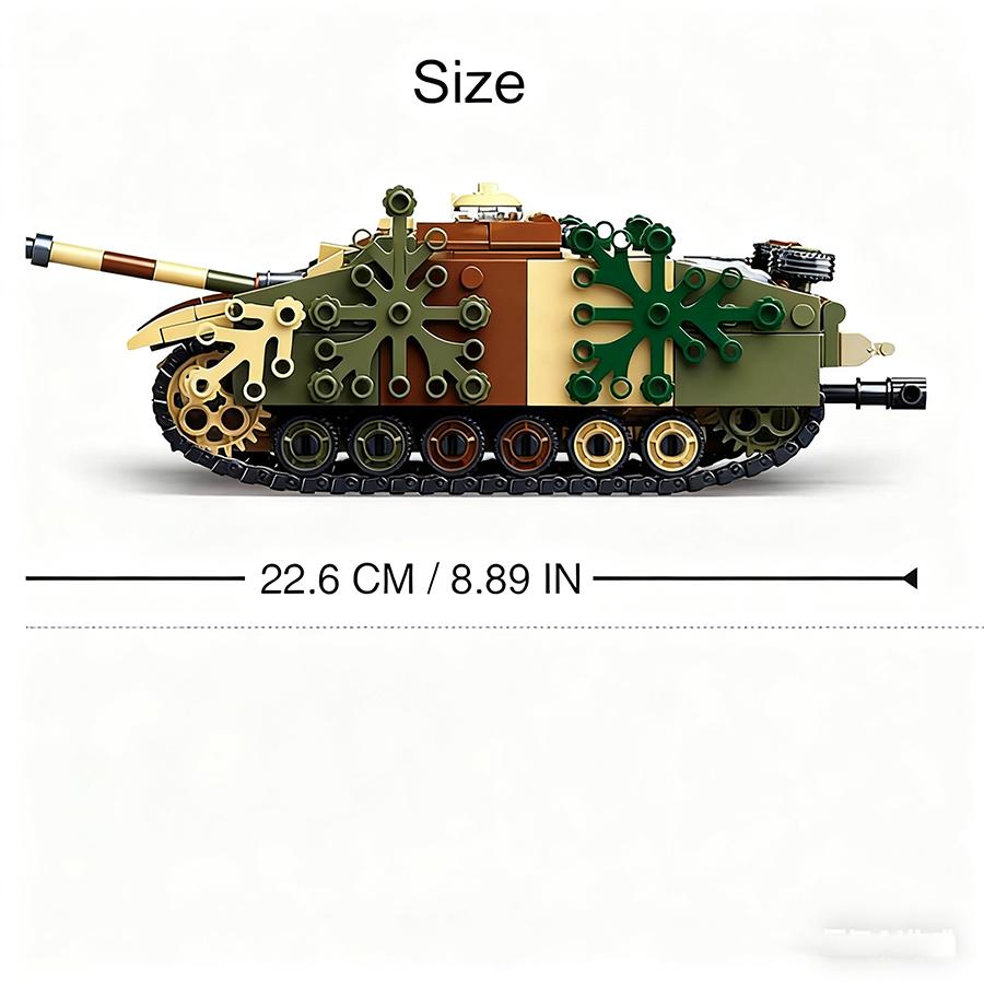 524Pcs WW2 0858 Armored Fighting Tank Model Building Blocks Military Army Series UK US Style Children's Toy Bricks Birthday Gift