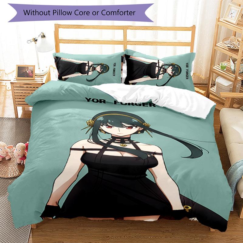3pcs Spy Play Anya pattern bedding set duvet cover set includes duvet cover &pillowcases,perfect all season bedroom decoration&gift