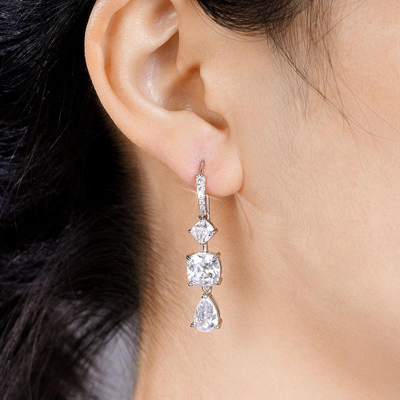 Huitan Modish Trendy Bridal Gathering Bridal Dangle Earrings With Sparkling Cubic Zirconia Aesthetic Fashionable Jewelry Ear Accessories Gathering