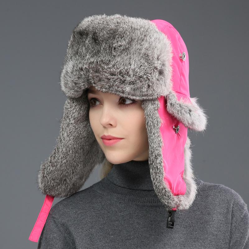 Unisex Winter Rabbit Fur Lei Feng Hat: Warm, Thick, Ear Protection for Outdoor and Skiing