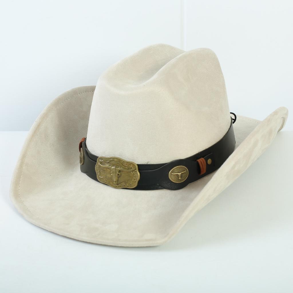 Popolare cappello western da cowboy in camoscio stile europeo e americano per uomo e donna, semplice e alla moda, a tesa larga, cappello jazz