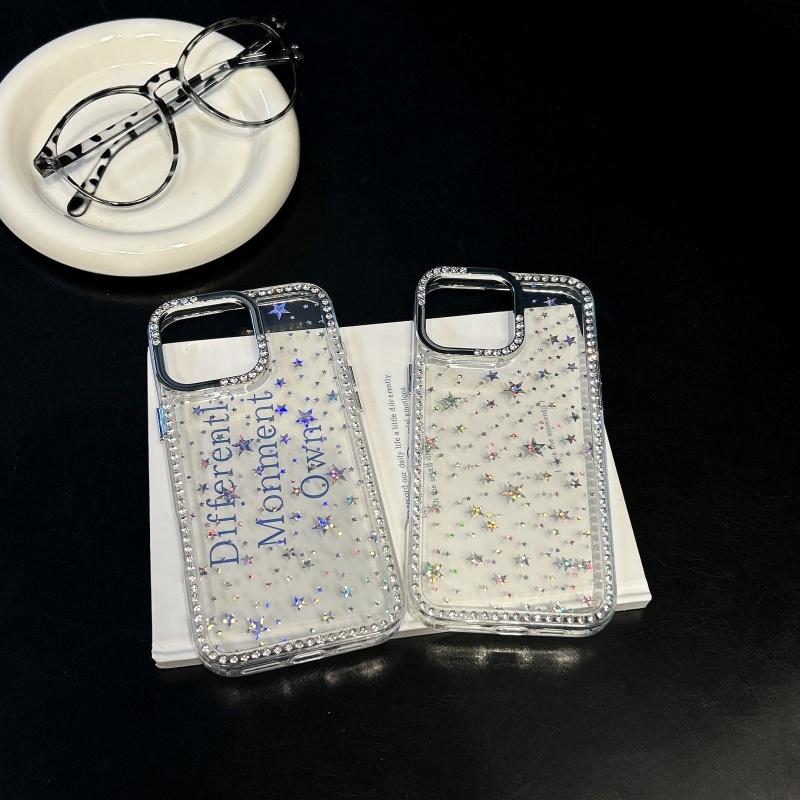 Luksuriøst Diamantstjerne Glitter Telefondeksel For iPhone 15 11 12 13 14 16 Pro Max 16 Plus Bling Gjennomsiktig Støtsikkert Mykt TPU-deksel