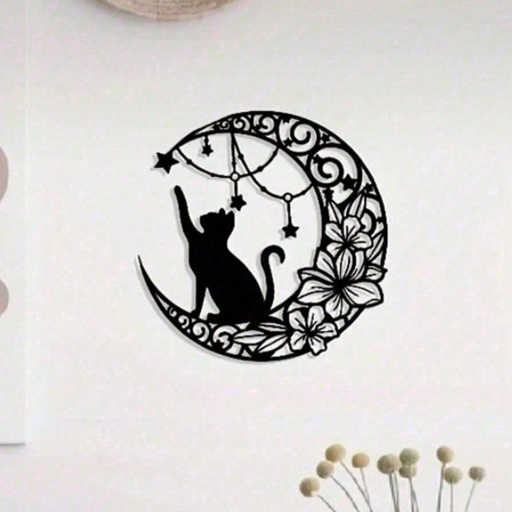Gothic Black Cat Metal Wall Sculpture Spooky Halloween Indoor Outdoor Decor Gothic Home Garden Art Witchy Decor Unique Gift