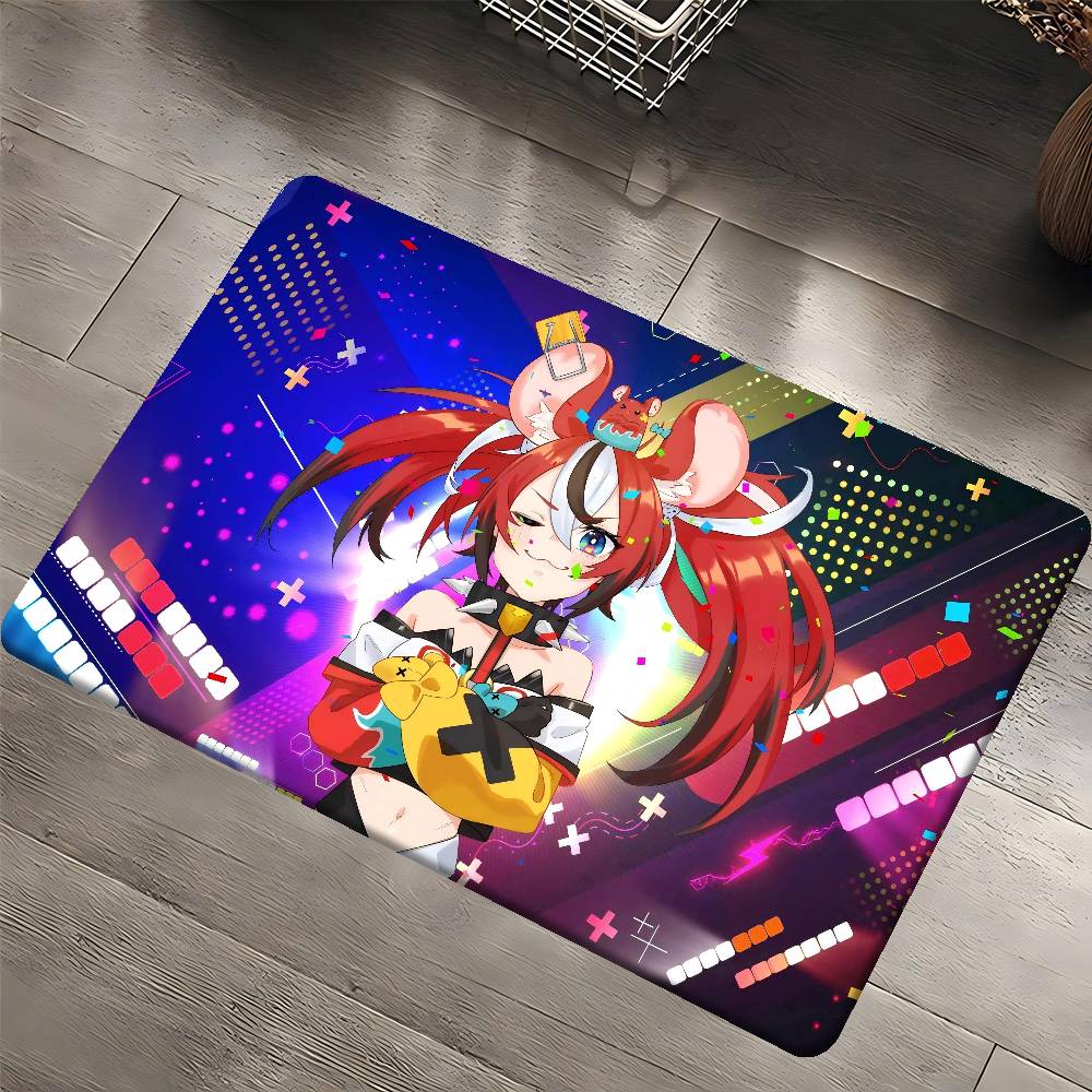 Game H-HololiveS H-Hakos Baelz Anime Hallway Carpet Washable Non-Slip Living Room Sofa Chairs Area Mat Kitchen Doormat Area Rug