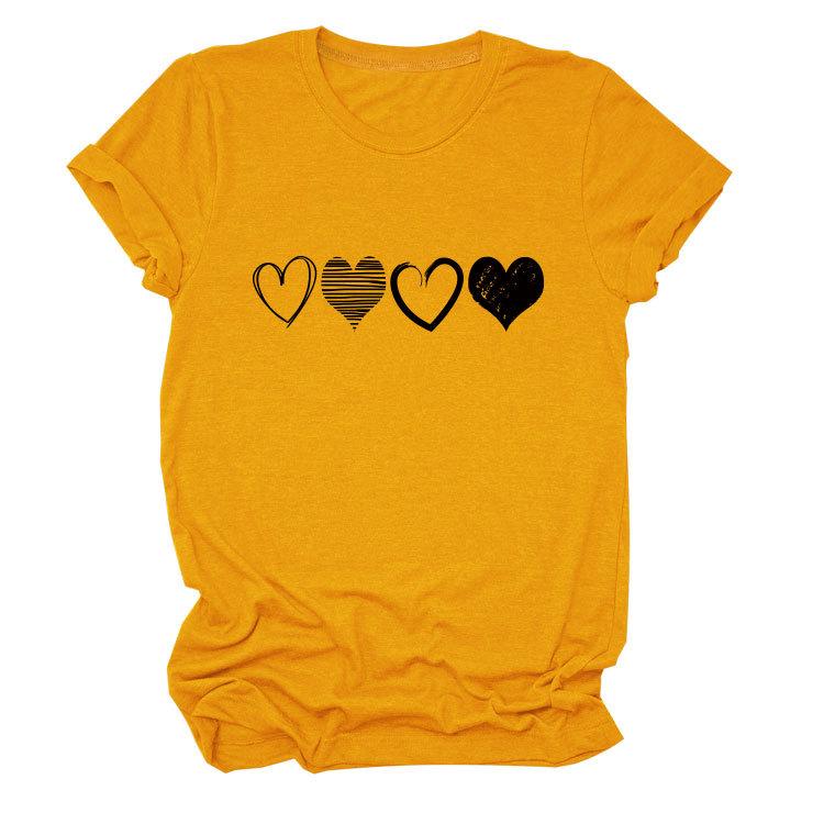 Fashion Trends Four Different Hollow-Out Love Women's Crew Neck Short Sleeve T-Shirts