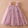 Summer Girls Suspender Dress Butterfly Cute  Girl Mesh Puffy Vest Princess Dress