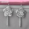 925 Sterling Silver Flower Earrings Wedding Jewelry