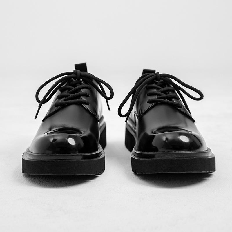 Autumn Derby Shoes Men's Low Top Martin Boots Round Head Big Head Shoes Black Tooling Shoes Platform Casual Leather Shoes