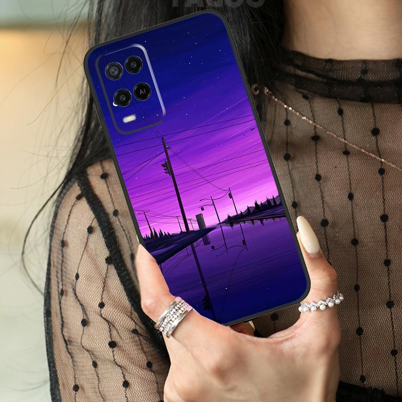 Purple Aesthetic Case For Oppo A74 A94 A54 A80 A60 A40 A18 A38 A58 A78 A98 A96 A76 A16 A15 A17 A57 A77 A5 Pro
