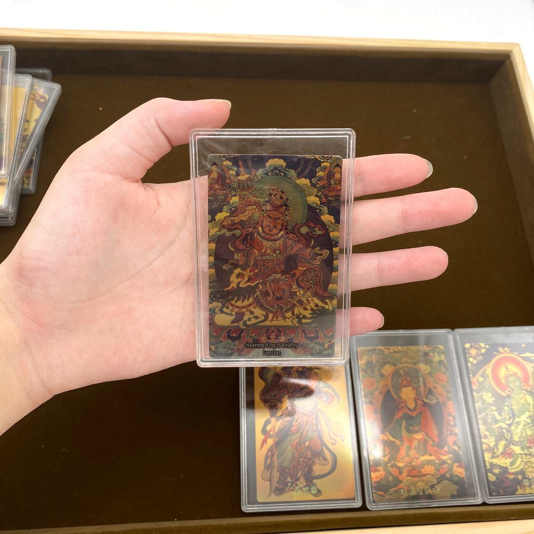 Gold 999 Tibetan Thangka Buddha Sticker: Yellow Dzambala Wealth Amulet, Colorful Protective Design