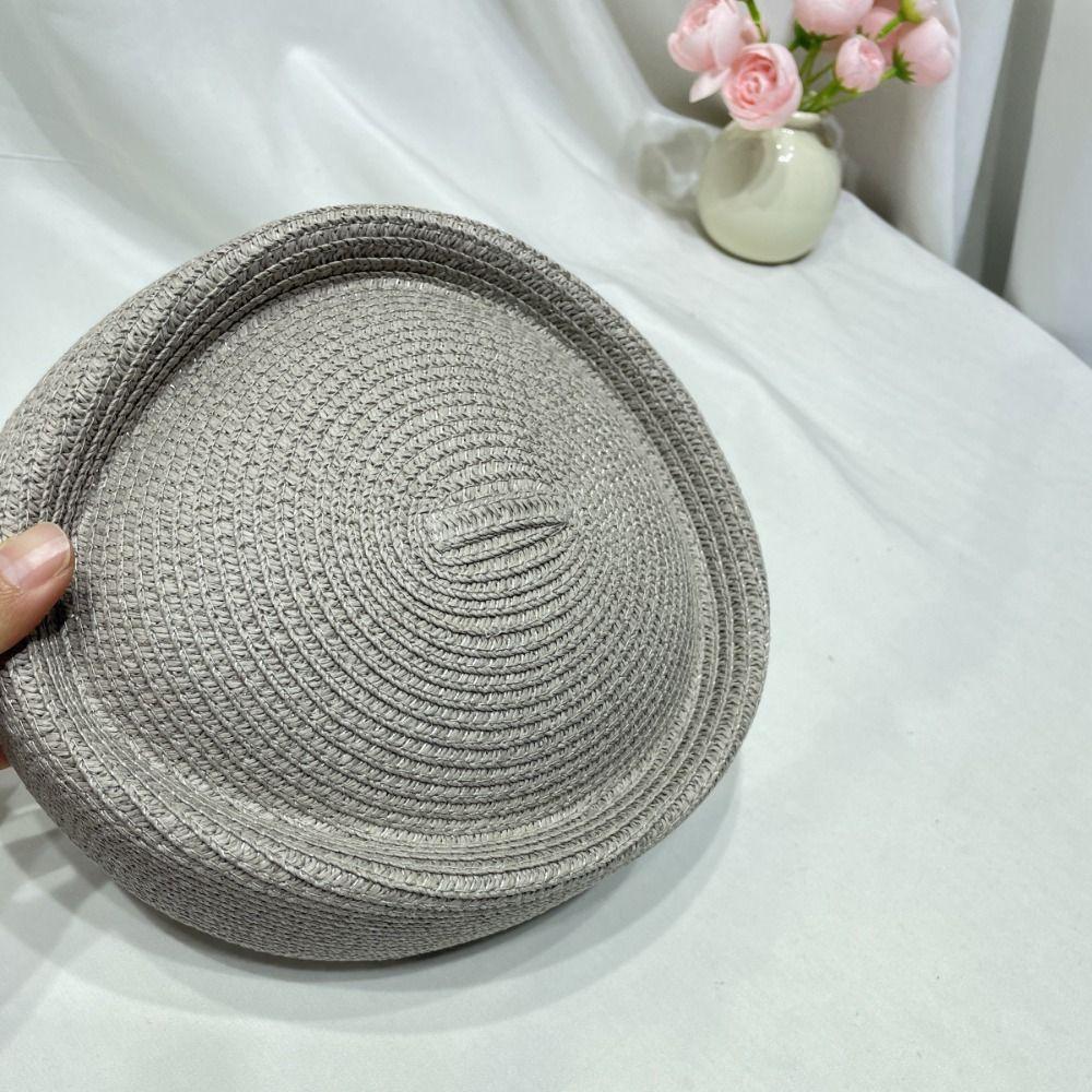 Solid Color Straw Weaving Hat Casual Beanie Cap Elegant Beret Hat