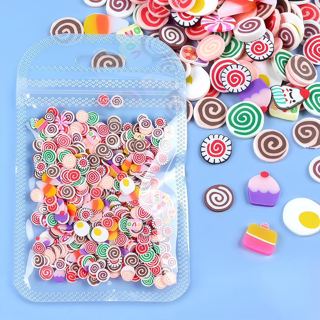 10g Nail Art Decoration Heart Fruit Candy Slices Polymer Clay Nail Charms Manicure Accessory for DIY Resin Silicone Mold Filler