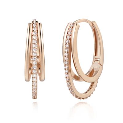 ELLE Jewelry 14K Three-Line Point One-Touch Earrings (Gold Pin) ELGPEE333