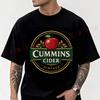 Herren Motorrad Baumwoll T-Shirt CUMMINS CIDER Mit Stilvollem Kreisförmigem Emblem in Gold & Grün Design T-Shirt Lässig Rundhals Oberteil Tee