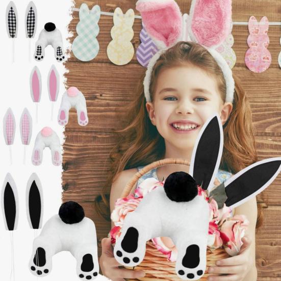 Easter Bunny Ear Butt Decoration Outdoor Yard Lawn Patio Pathway Spring Rabbit Ears Butt Garden Stake Ornament