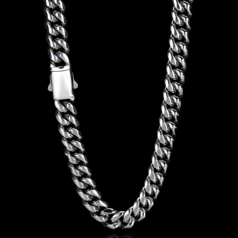 Personality Custom Cuban Chain Necklace 18K Gold Plated Stainless Steel Chain Miami Cuban Chain Bracelet 7inch(17.78cm)&Width: 8mm серебряный