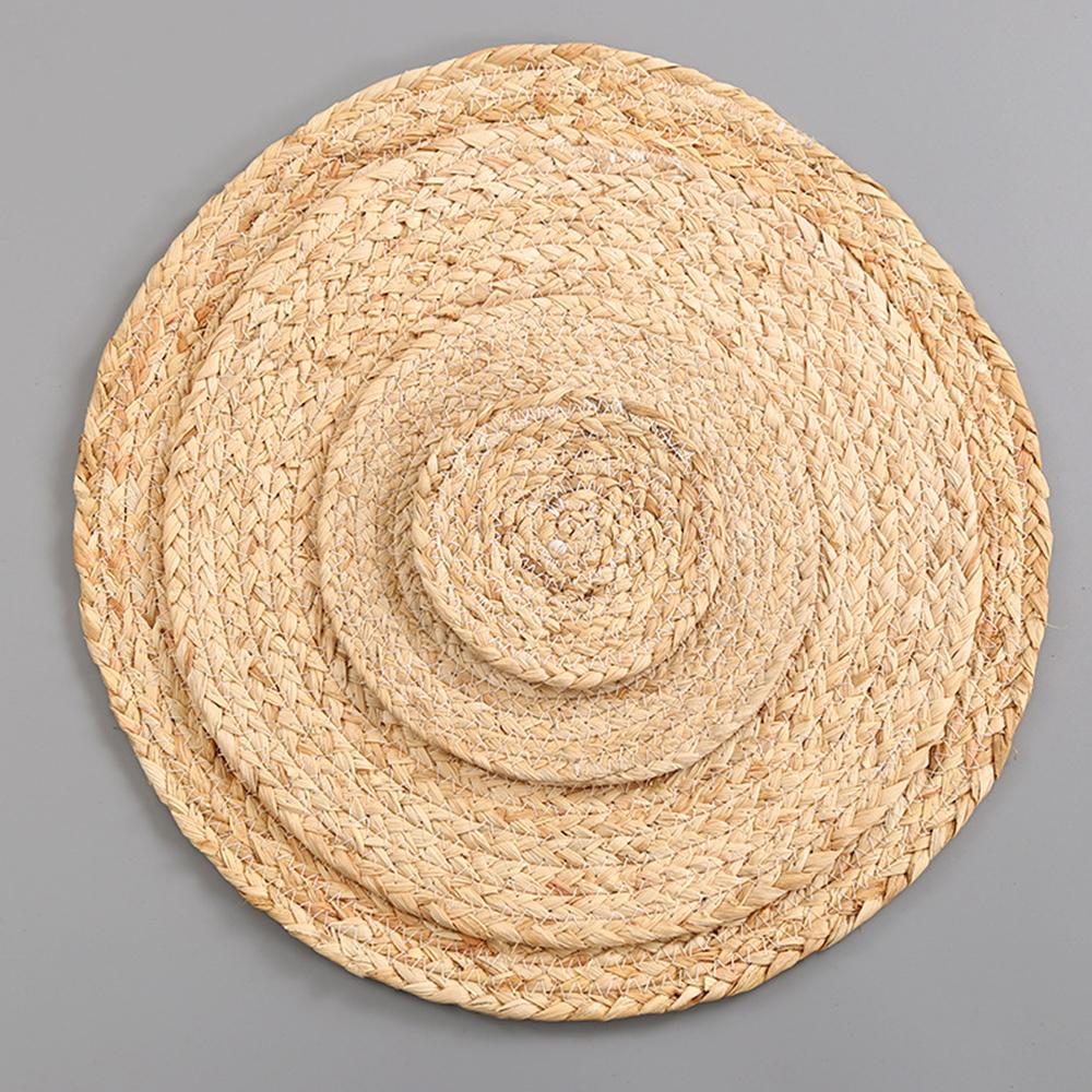 Round Table Placemats Handmade Weave Non-Slip Placemat Coaster Corn Hull for Table Insulation Table Mats Pads Home Decor