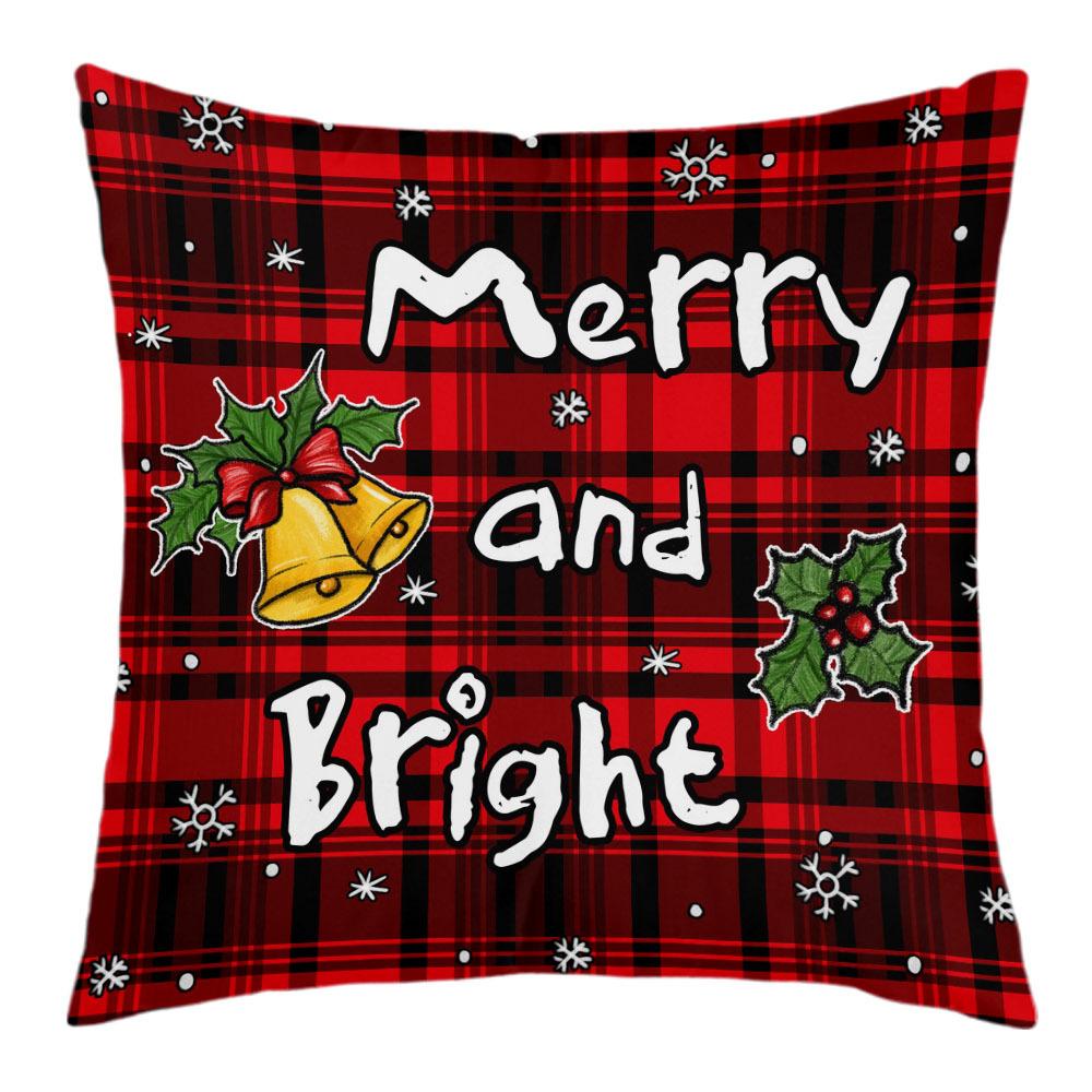 New Christmas Short Plush Pillow Cover Peach Skin Digital Printing Cushion Cover Christmas Snowman Pattern
