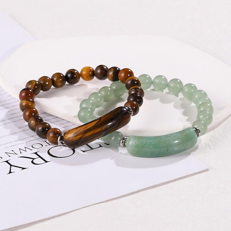 Natural Stone Bracelet Tiger Eye Obsidian Green Dongling Bridge Pendant Bracelet Gift for Elders On Holidays