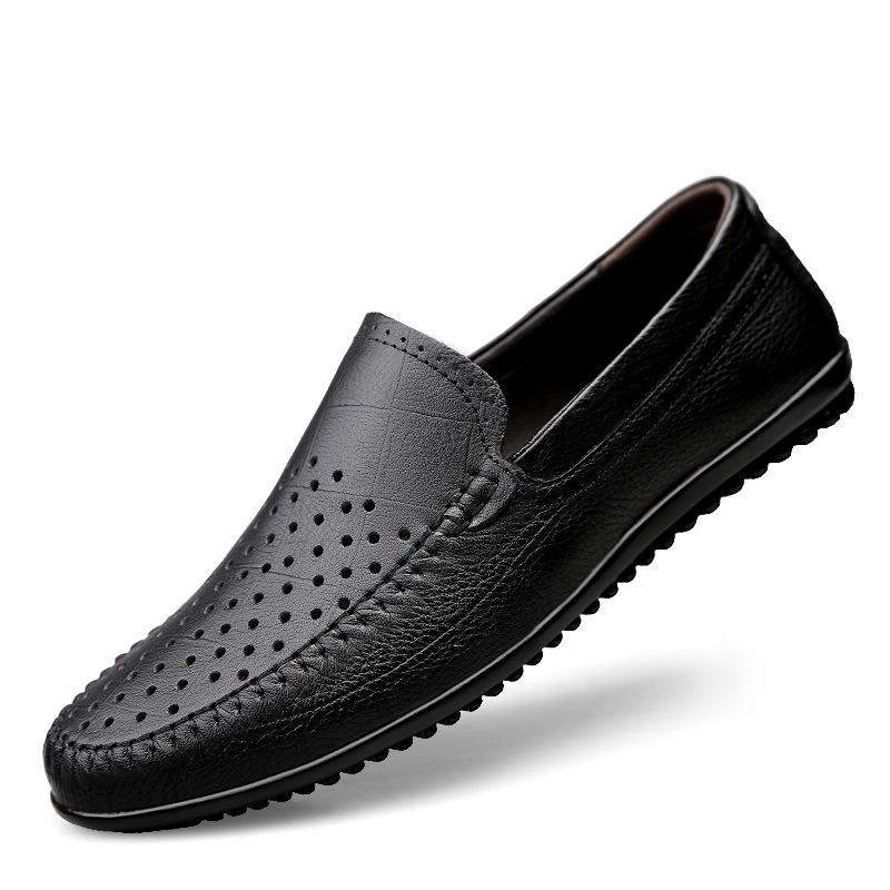 Men's shoes 2025 summer new fashion daily out one pedal simple lightweight lazy leather wear-resistant casual shoes
