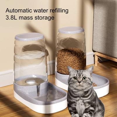 3.8L Pet Feeder Automatic Dispenser Large Dog Food/Water Base Dog Capacity Non-slip Food Feeder for Small Pets