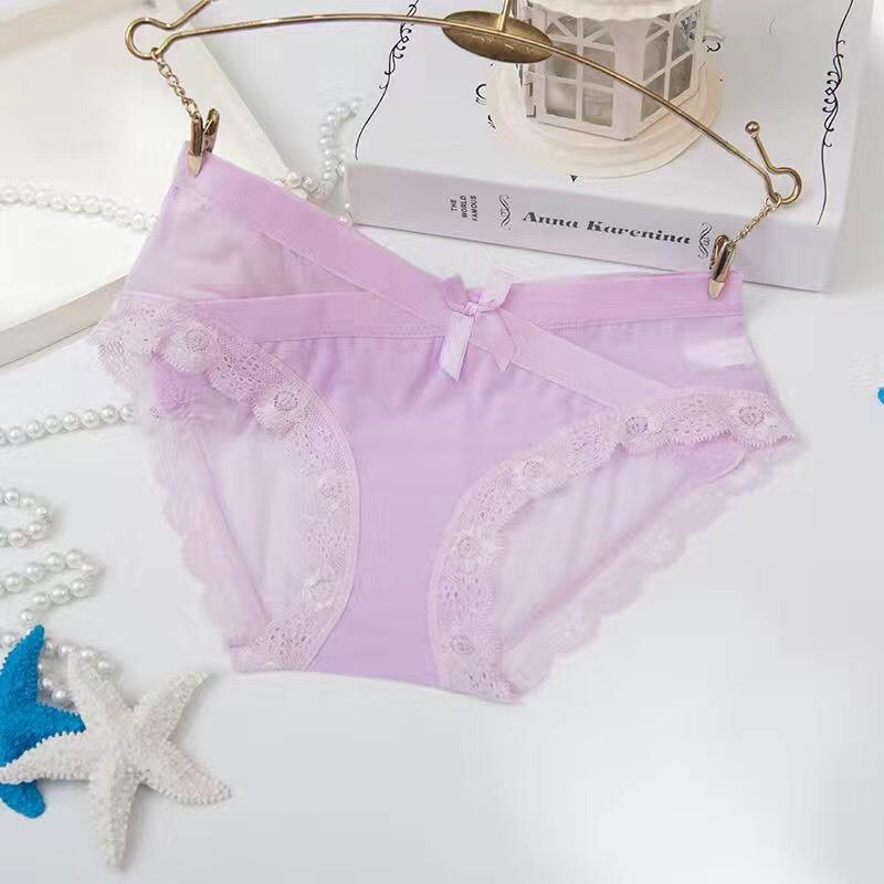 

Сексуальные бесшовные трусы с низкой талией и кружевными краями, женские сетчатые прозрачные шорты L