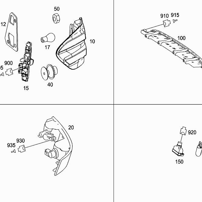 Odblask zderzaka tylnego dla Mercedes-Benz W164 GL/ML