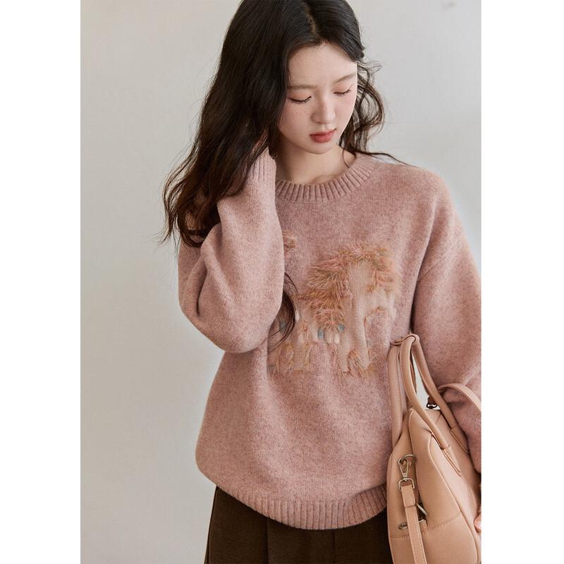 MISHOW Women's Faux Mink Pony Knit Pullover Sweater