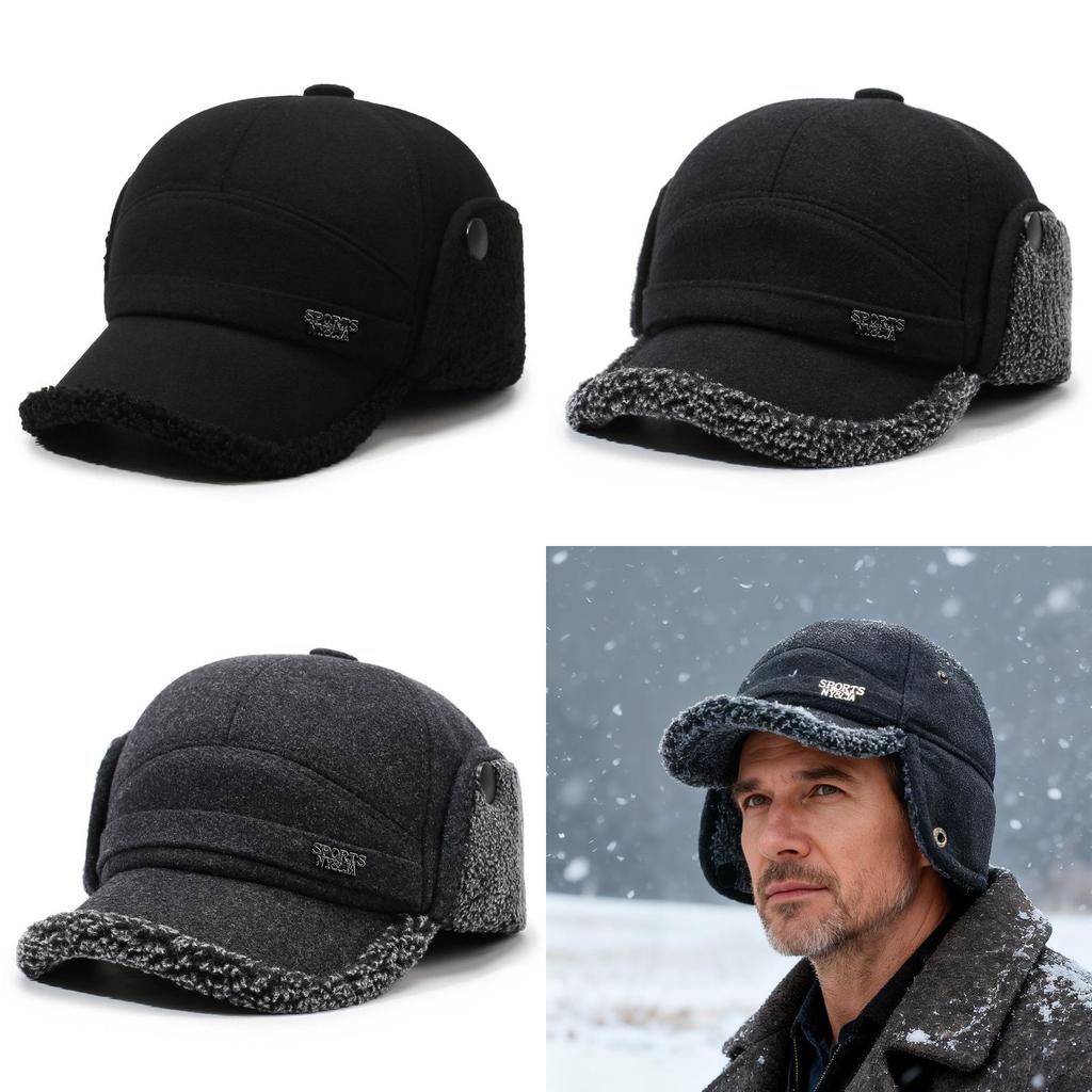 Cotton Winter Beanie Hat For Men With Ear Flap Warmth And Windproof Protection For Outdoor Activities