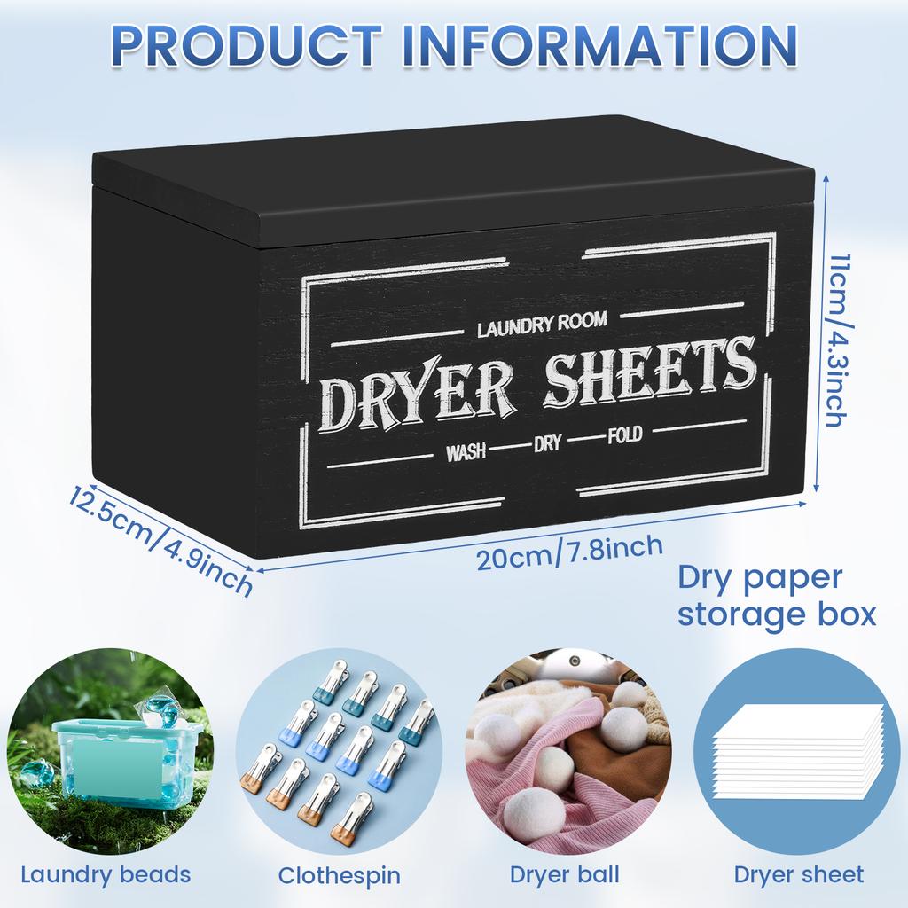 Multipurpose Dryer Sheet Wooden Dryer Sheet Holder With Lid Large Capacity Dustproof Softener Sheets Dispenser Easy Access