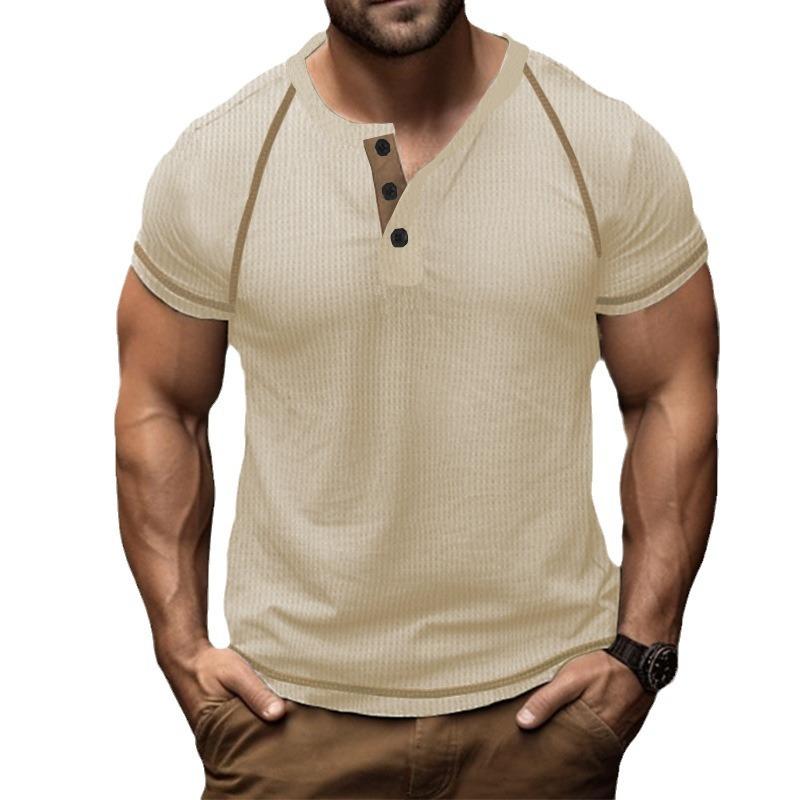 Solid Color Houlder Short Sleeve Men's T-shirt