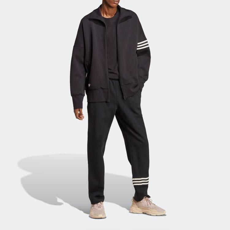 Adidas Originals Trefoil Solid Logo Embroidery Striped Stand Collar Jacket Men Jacket Black HR8695