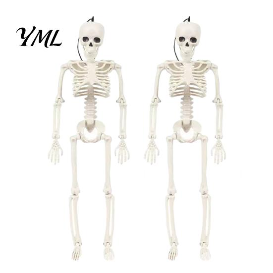 Mini Skeleton Props for Halloween Realistic Figure, 40cm Posable Joints Hanging Skull Decoration, Flexible Jointed Figures Plastic Bones Haunted
