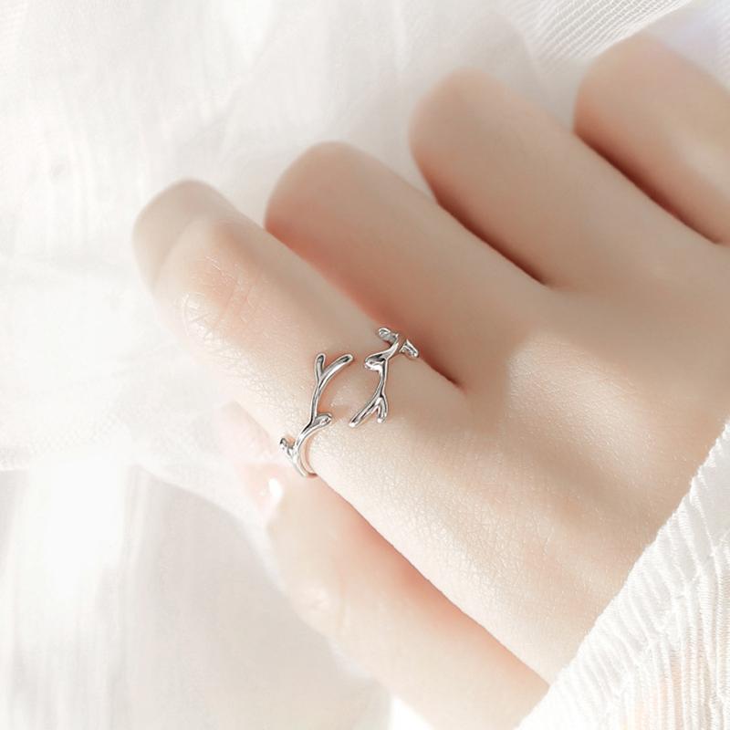 New 925 Sterling Silver Branch Shape Ring Personality Charm Simple Style Ring Party Gift for Women Exquisite Jewelry