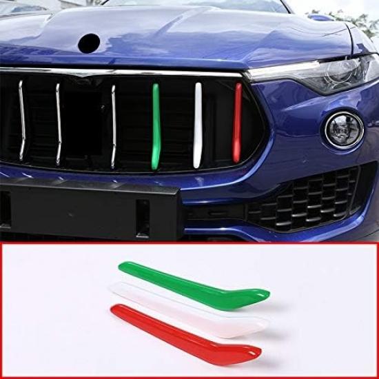 LLKUANG Front Grill Decoration Strips Trim Compatible with Maserati Levante 2016 2017 2018 2019 2020 2021 Car Grille Insert Trims 3PCS