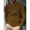 Summer Men's 3D Printed Crew Neck Long Sleeve T-Shirt Fashion Versatile Trend Breathable Casual