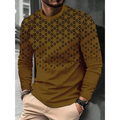 Sommer Herren 3D-Druck Rundhals Langarm T-Shirt Mode Vielseitig Trend Atmungsaktiv Lässig