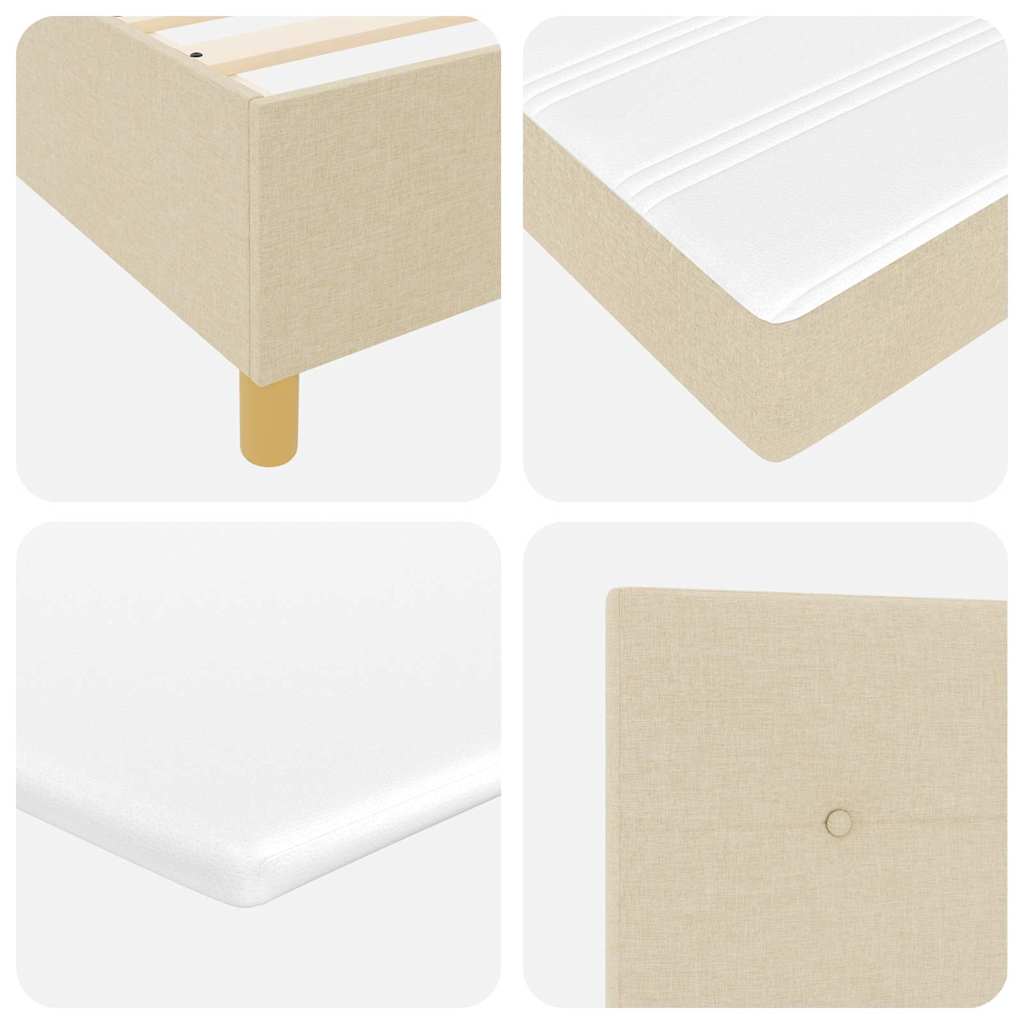 Box Spring Bed with Mattress and Headboard Cream 190 X 90 Cm Fabric